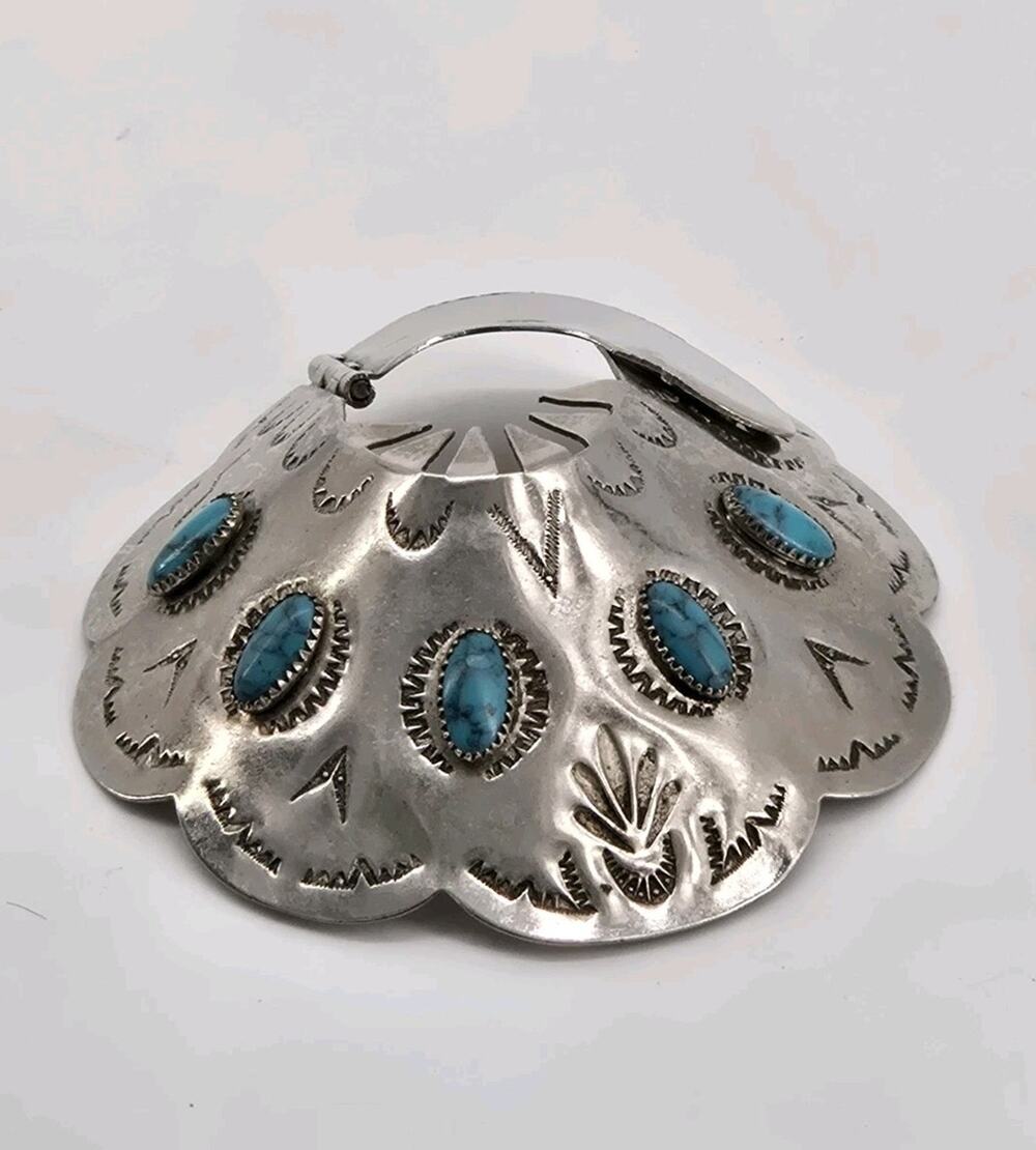 Vtg PONI of Scottsdale Southwestern Silver Tone Faux Turquoise Ponytail Holder